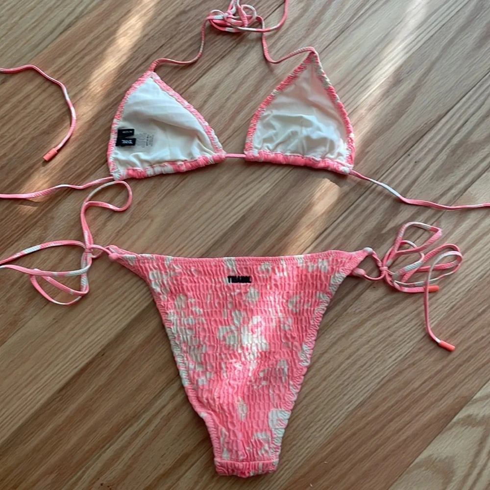 triangl swimwear Orange Floral Tie-Side Triangle Bikini